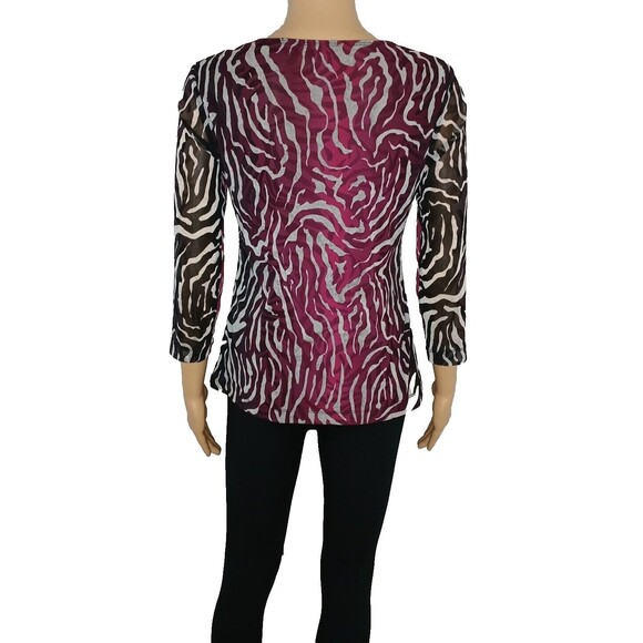 Chicos Women's size US 4/Small Zebra Sheer Lightweight Casual Retro Tunic Blouse - Picture 5 of 7